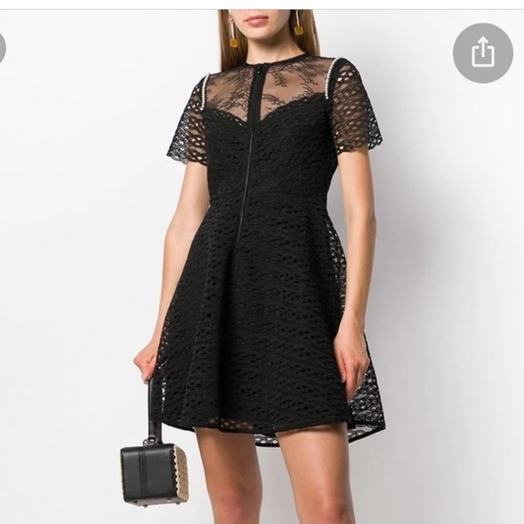 🤍🖤Sandro Woman Dente Embellished Paneled Lace Mini Dress Black Size 36/ us 2 - Picture 4 of 8